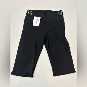 Zyia black banded Luxe Rendezvous leggings 7/8 length 24” inseam size 8/10 NWT